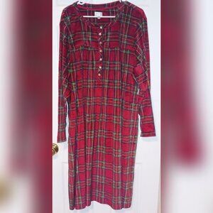 Aria Collection 4X Red Plaid Ultra-Soft Nightgown With Pockets Christmas
